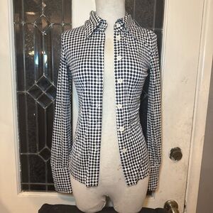 Pink Tartan Black and White Polka Dot Button Down Shirt